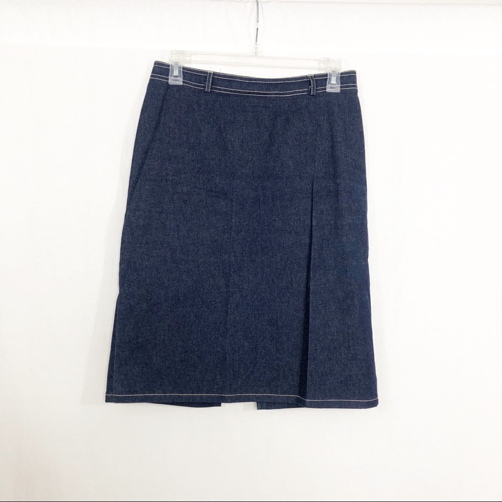 French Connection Chambray Denim Jean Knee Length Skirt, Size 8, Blue